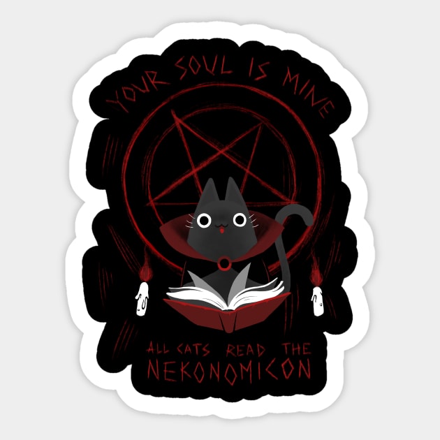 Nekonomicon Book - Dark Ritual Parody - Black Cat Magic Sticker by BlancaVidal